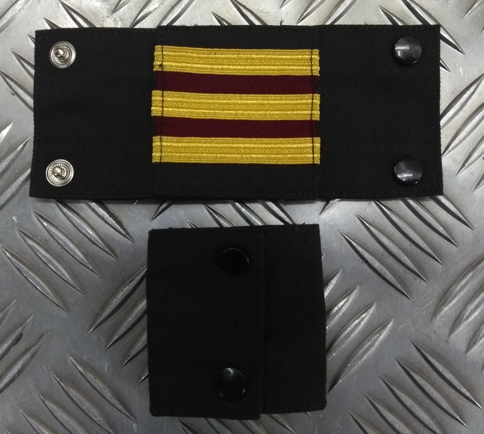 Genuine Vintage Navy Rank Shoulder Tabs Press Stud Gold Lace & Burgundy Flashes