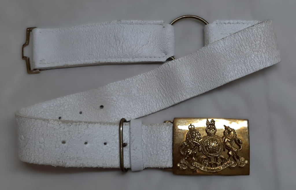 HCav No11 Belt White Buff Leather Belt Household Pattern Waist Size 33"