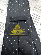 White Dotted Pattern Black Polyester Tie - NEW