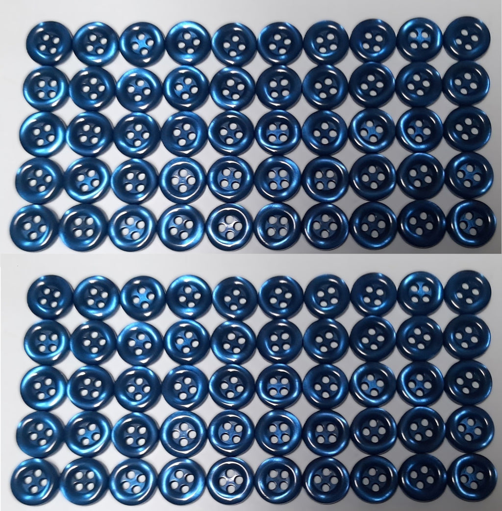 Vintage Buttons 100 4 Hole Shirt / Shank Anchors Pearlesque Blue 10.2mm NOS