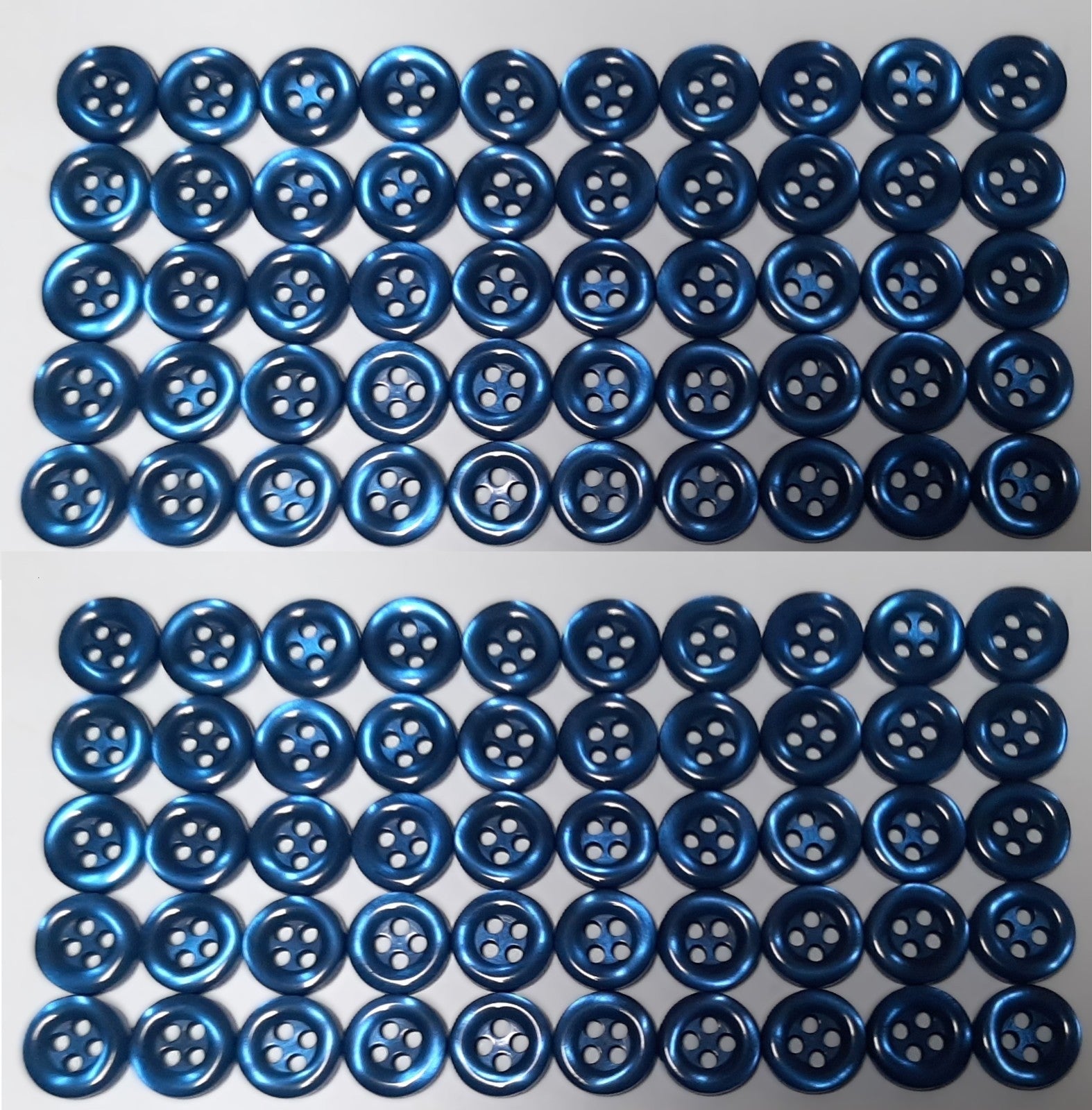Vintage Buttons 100 4 Hole Shirt / Shank Anchors Pearlesque Blue 10.2mm NOS