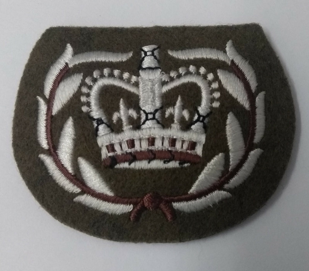 WO2 RQMS Patch No2 Khaki Arm Badge Q/C Crown and Laurel