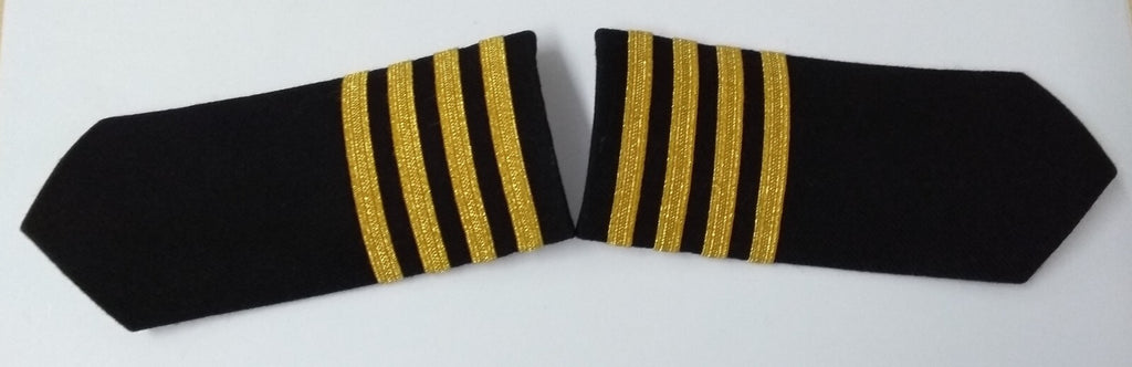 Naval 4 Bar Shoulder Boards Epaulette Black & Gold Detail Fancy Dress