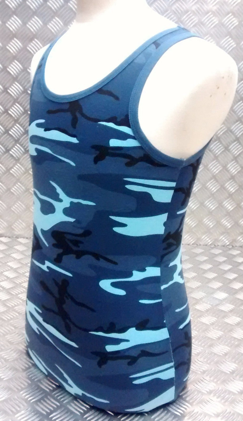 100% Cotton Midnite Blue Camo Sleeveless Vest Singlet Tank Top All Sizes NEW