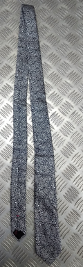 White Paisley Pattern on Black Silk Tie - NEW