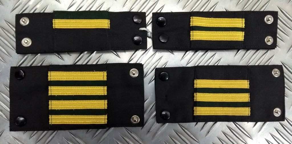 Genuine Vintage Navy Rank Shoulder Tabs Press Stud Gold Lace & Green Flashes