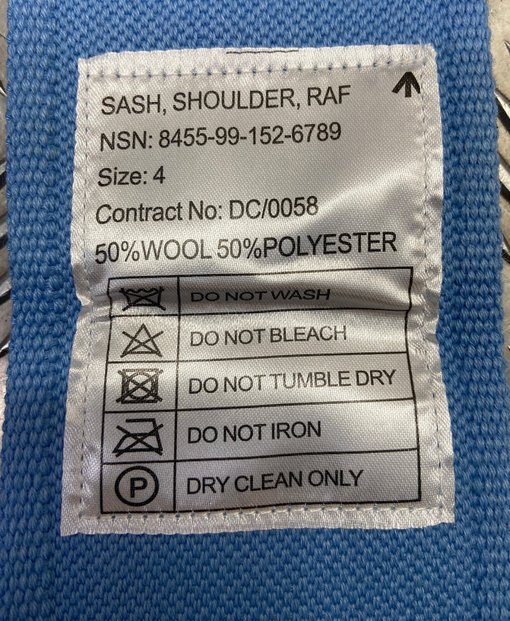 RAF Shoulder Sash Airforce WO SNCO Light Blue Royal Air Force Size 4 - NEW
