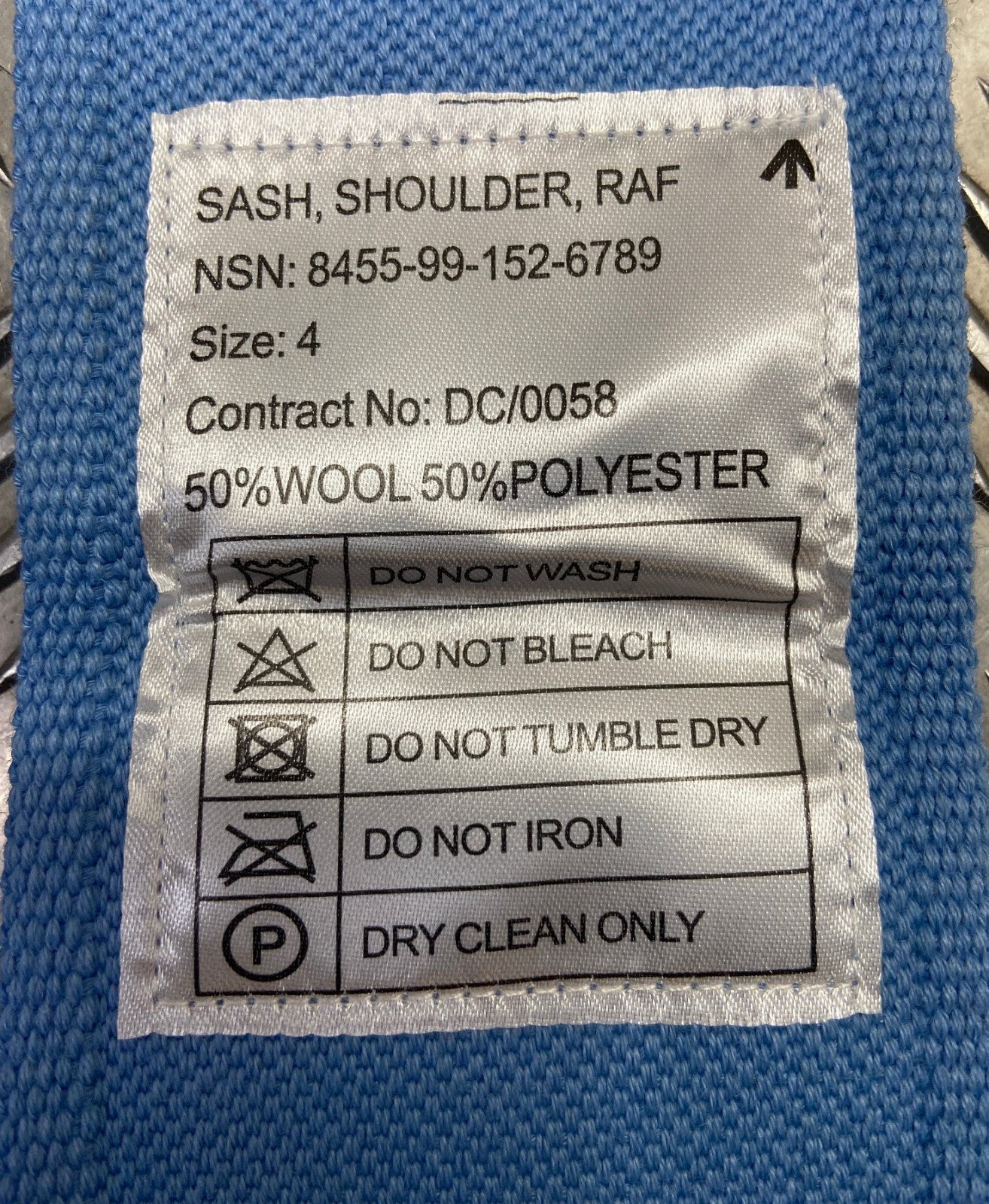 RAF Shoulder Sash Airforce WO SNCO Light Blue Royal Air Force Size 4 - NEW