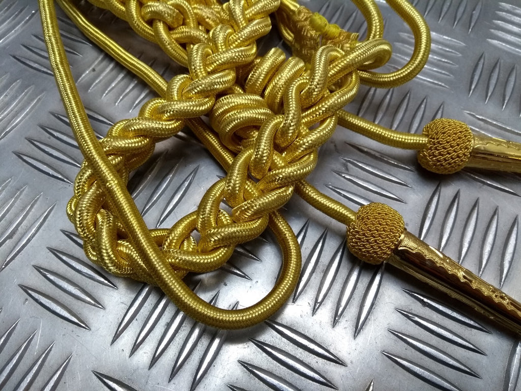 Bahrain Ceremonial Aiguillette Officers Lanyard Metallic Gold Insignia Tip Ends