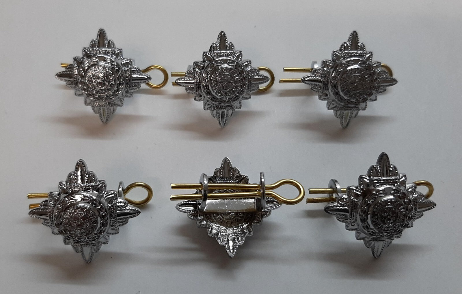 British Made Mil-Spec Metal Officers Rank Pips Silver Chrome Tria Juncta In Uno