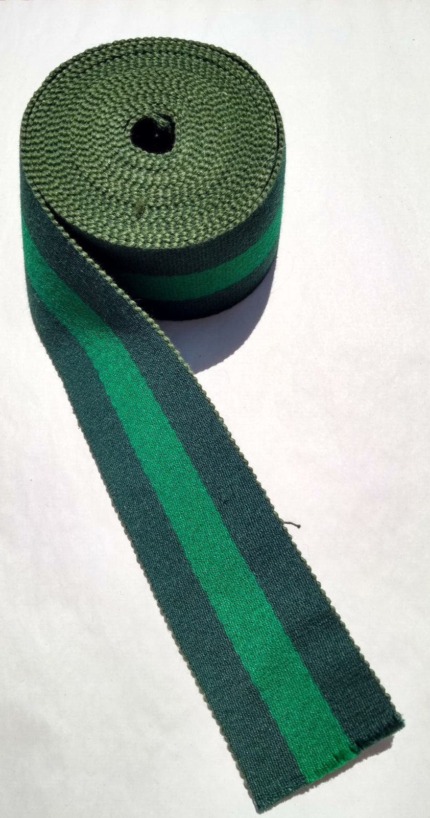 Dark Green & Green 64mm Stable Belt Material Genuine British Made / Sold by 50cm