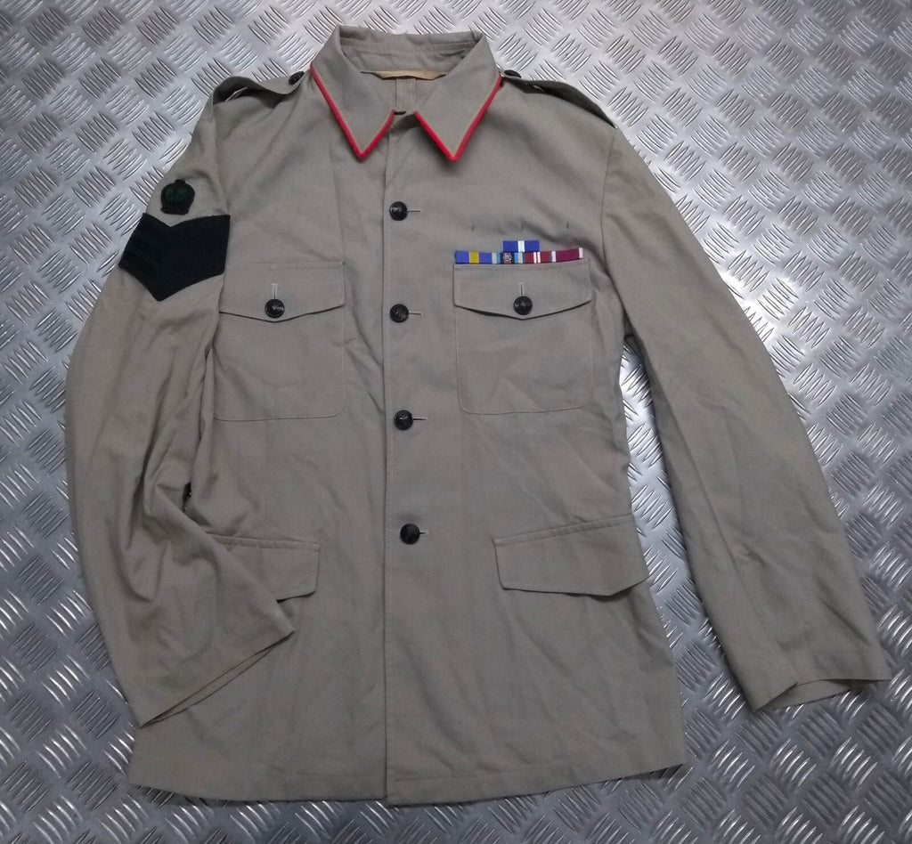 British Army Jacket No6 Gurkha Style Fully Buttoned Braided Crown Badge 3 Bar Chevron Patch