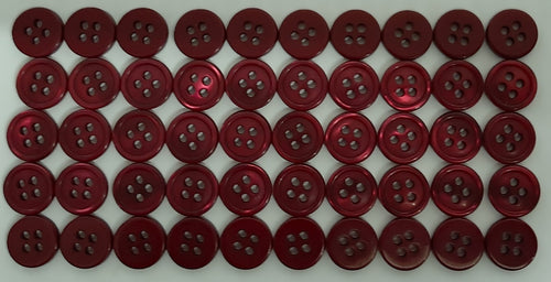 50 Vintage Buttons 4 Hole Shirt / Shank Anchors Pearlesque RED Wine 10.7mm NOS