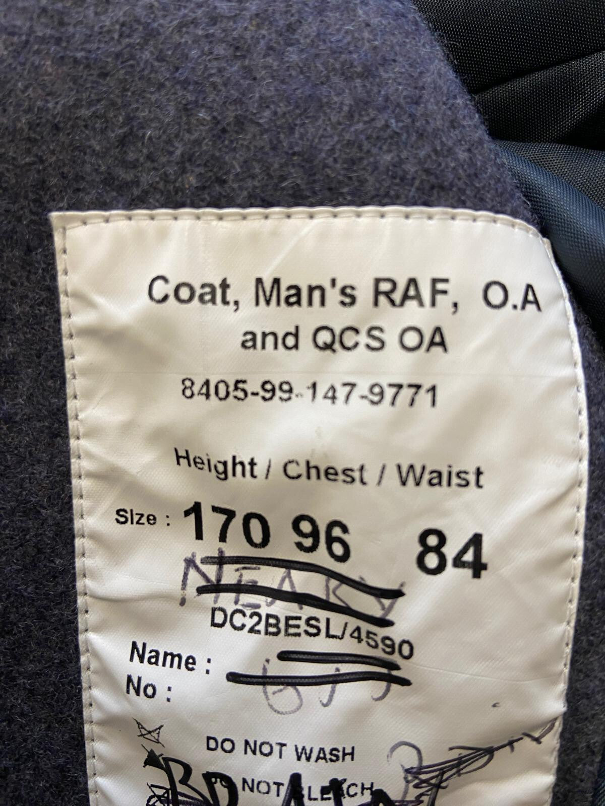 British RAF & QCS Greatcoat Great Coat with Buttons Royal Air Force 170/96/84cm