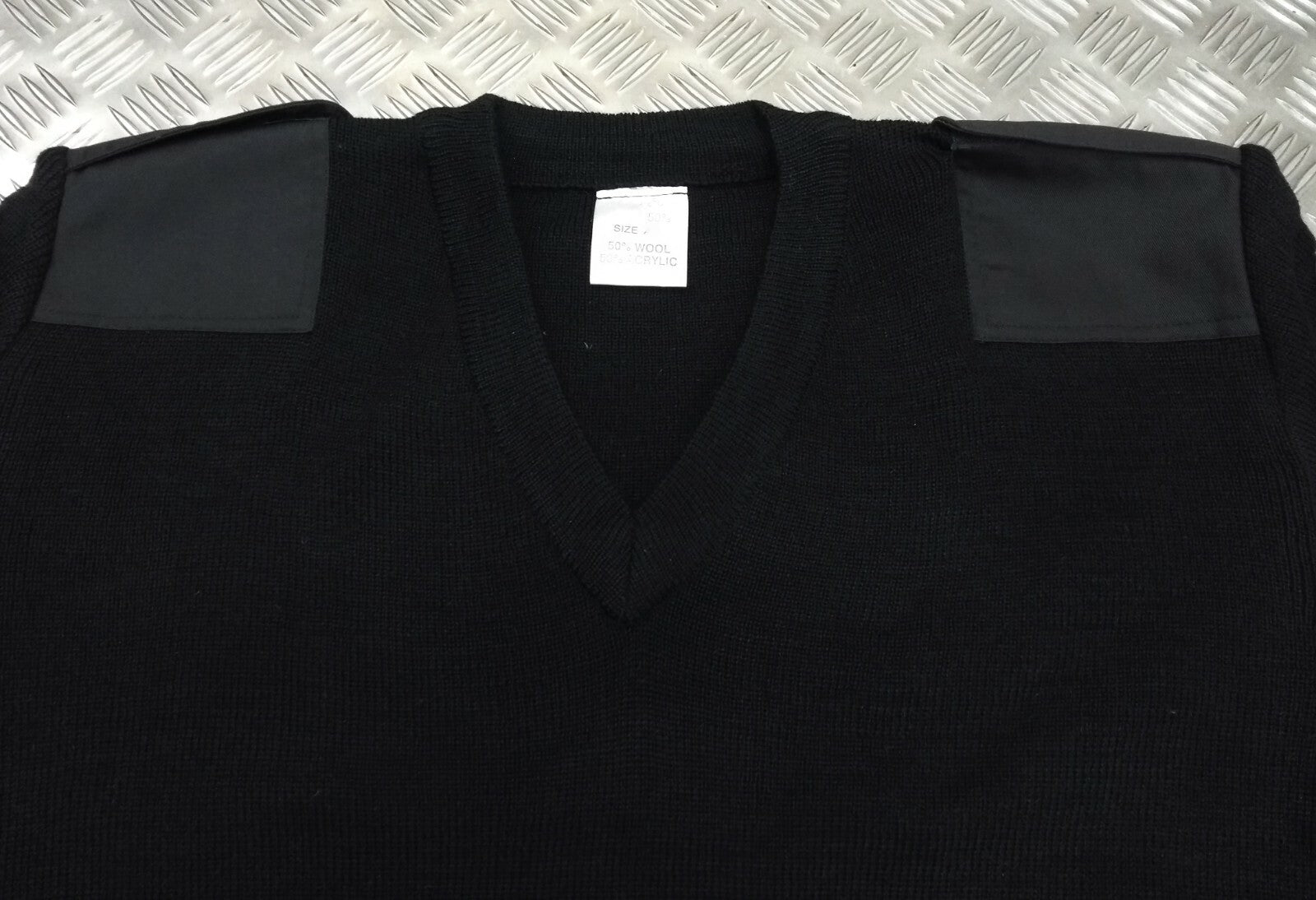 Black V-Neck Jumper Uniform Pullover Genuine British Small - New