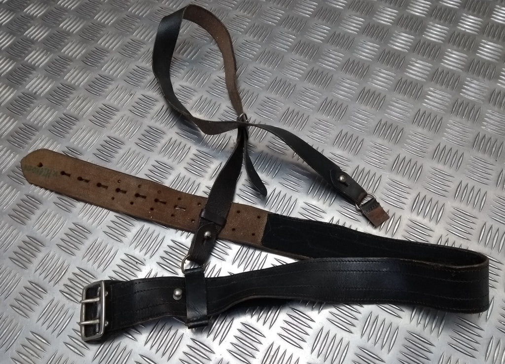 Vintage Sam Browne Brown Leather Belt & Shoulder Strap Issue Faulty