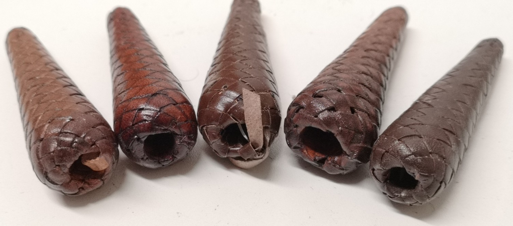 Sword Knot Acorns Brown Leather Bound Replacement Parts set of 5