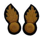 RA Collar Badges Black No1 Officers British Army Artillery Embroidered 1 Pair