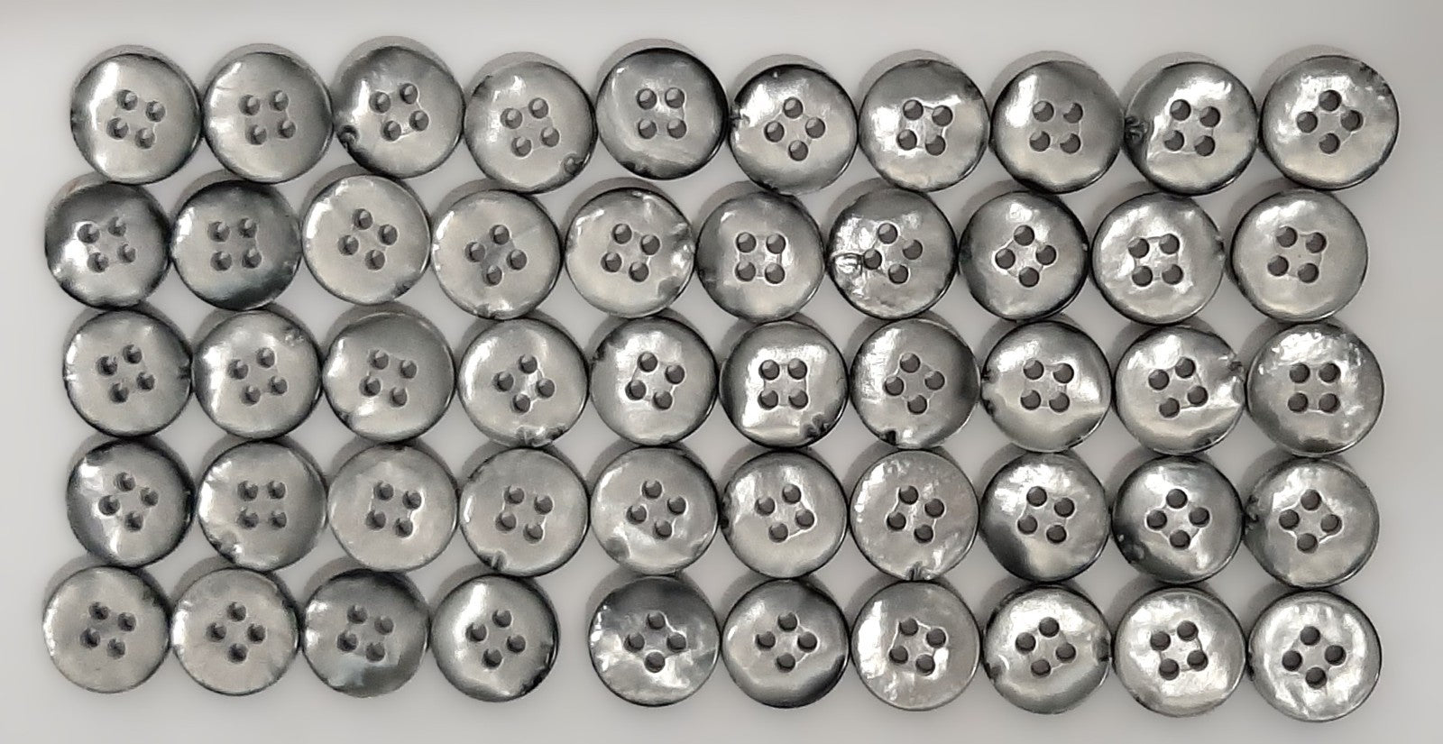 Vintage Buttons 50 4 Hole Shirt / Shank Anchors Pearlesque Old Silver 10.5mm NOS