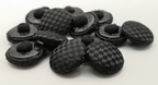 Fabric Covered Buttons Black Criss Cross Pattern 22L x10