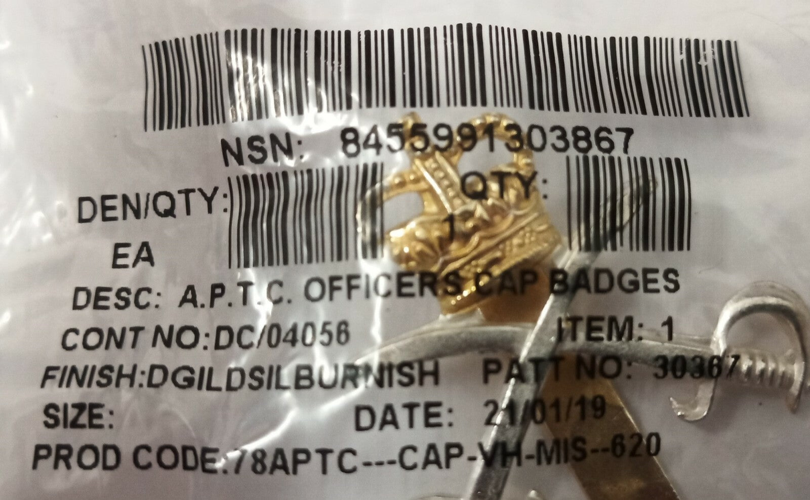 Genuine British Army Issue APTC Physical Training Corps Officers Hat Badge