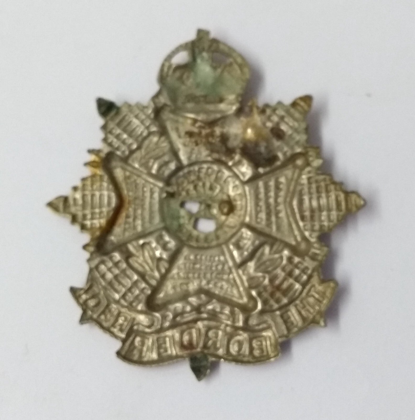 Vintage Kings Crown The Border Regiment Insignia Metal Badge British Army Issue