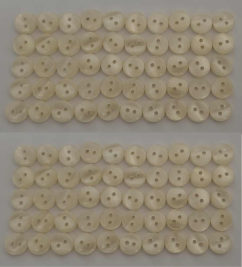 100 Vintage Buttons 2 Hole Shirt / Shank Anchors Pearlesque Cream 8.9mm NOS