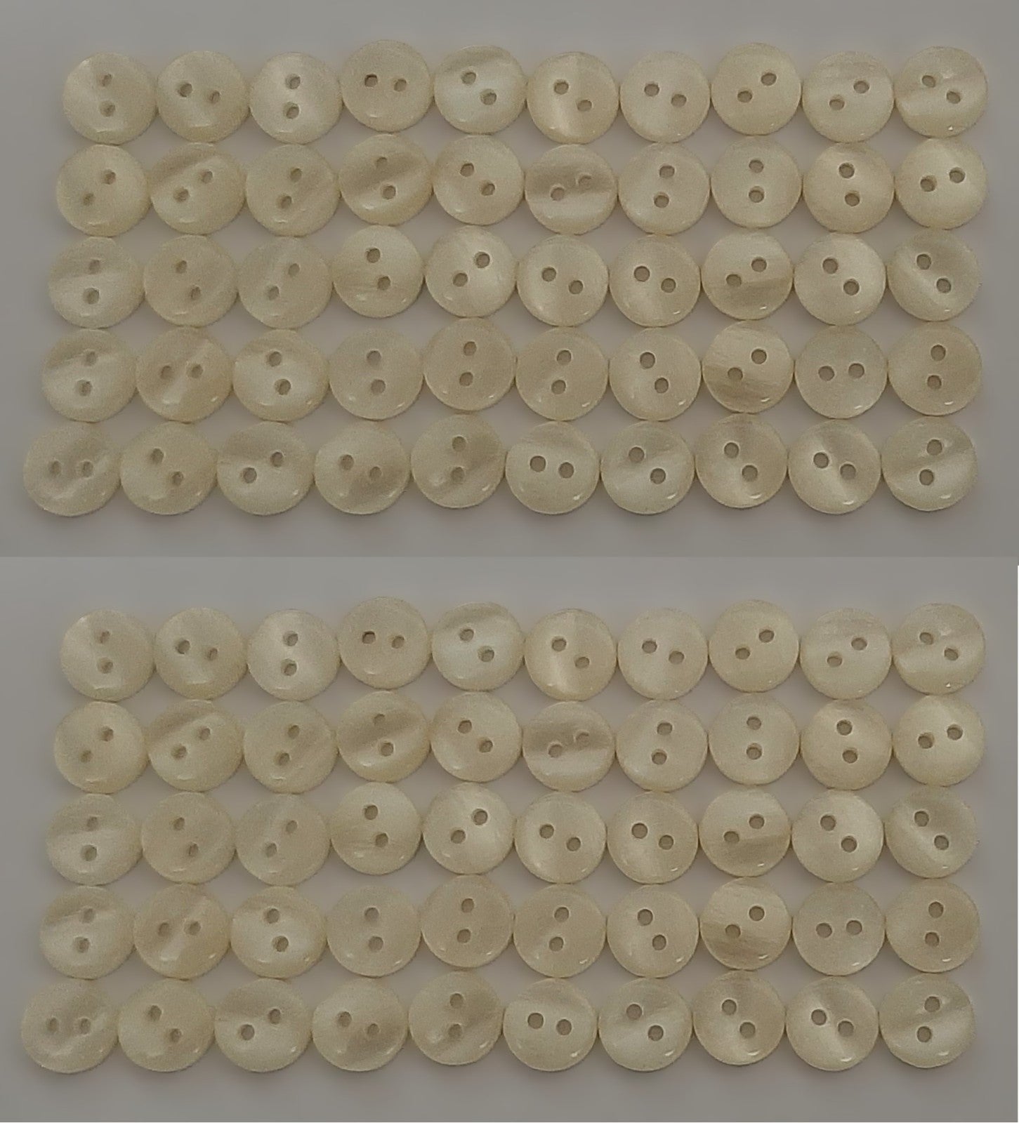 100 Vintage Buttons 2 Hole Shirt / Shank Anchors Pearlesque Cream 8.9mm NOS