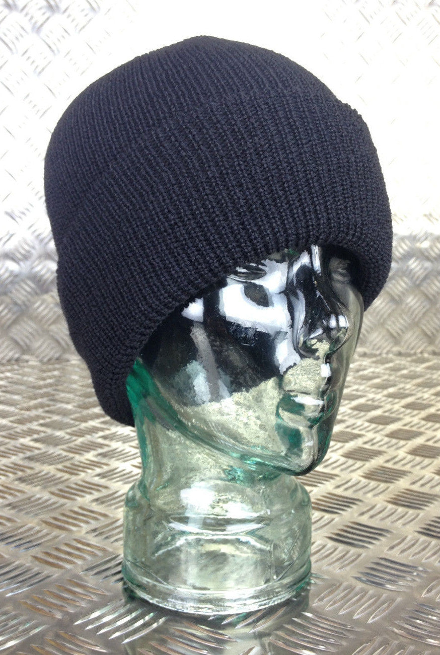Genuine US Army Black Beanie Hat / Watch Cap 100% Wool - NEW
