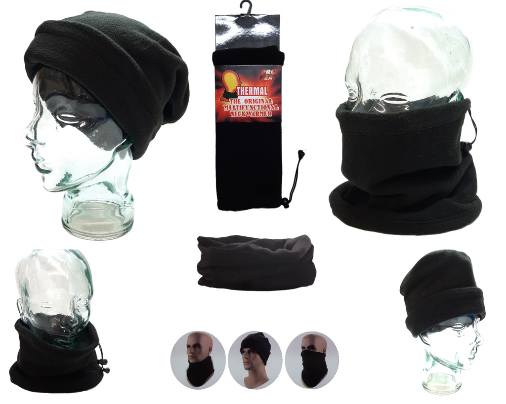 Snood Cap Comforter Thermal Neck Warmer Head Scarf Stealth Black Face Mask NEW