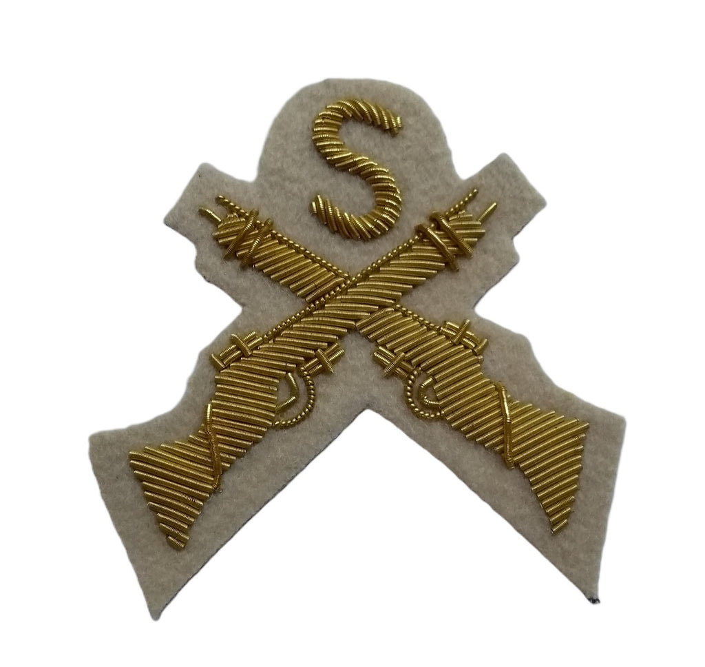 Mess Kit Badge Skill Sniper White British Hand Embroidered Arm Patch