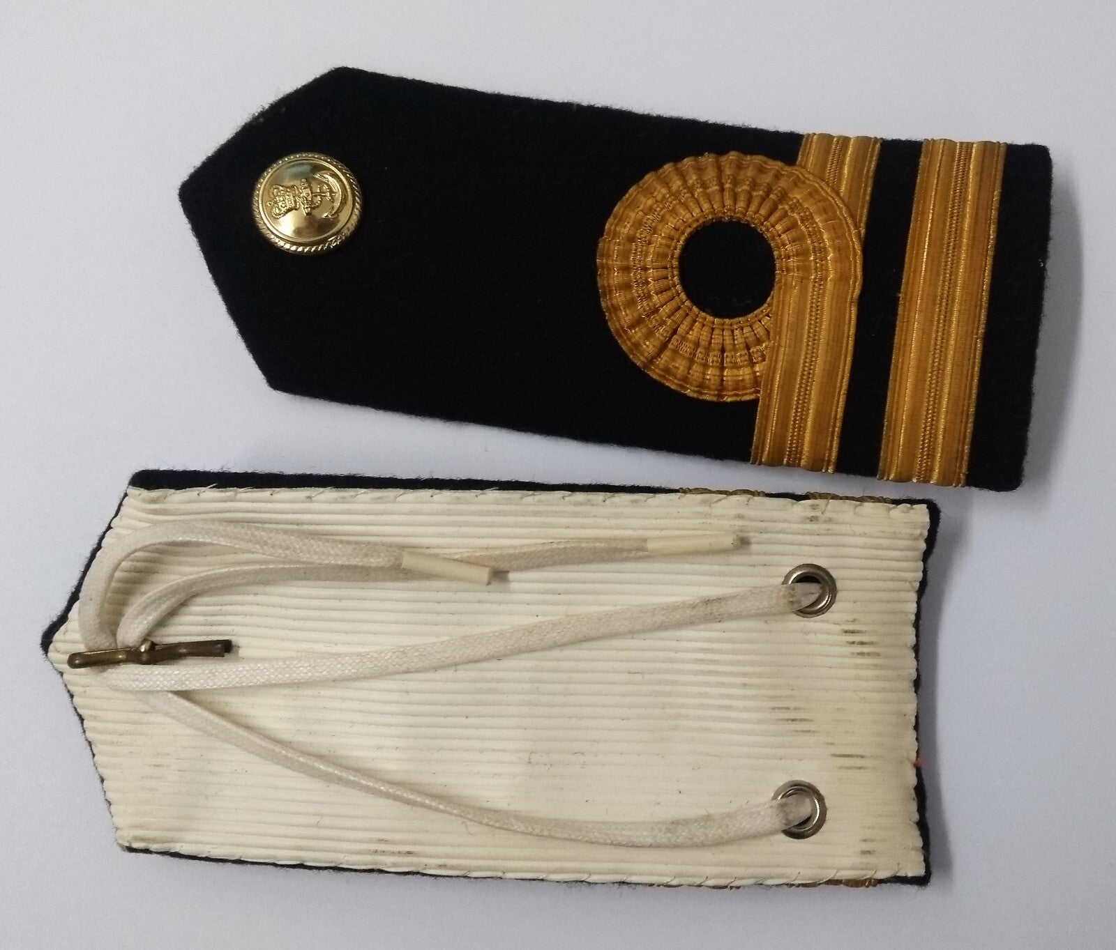 Vintage RN Shoulder Rank Boards Lieutenant LT Gold Lace Genuine Royal Navy Issue