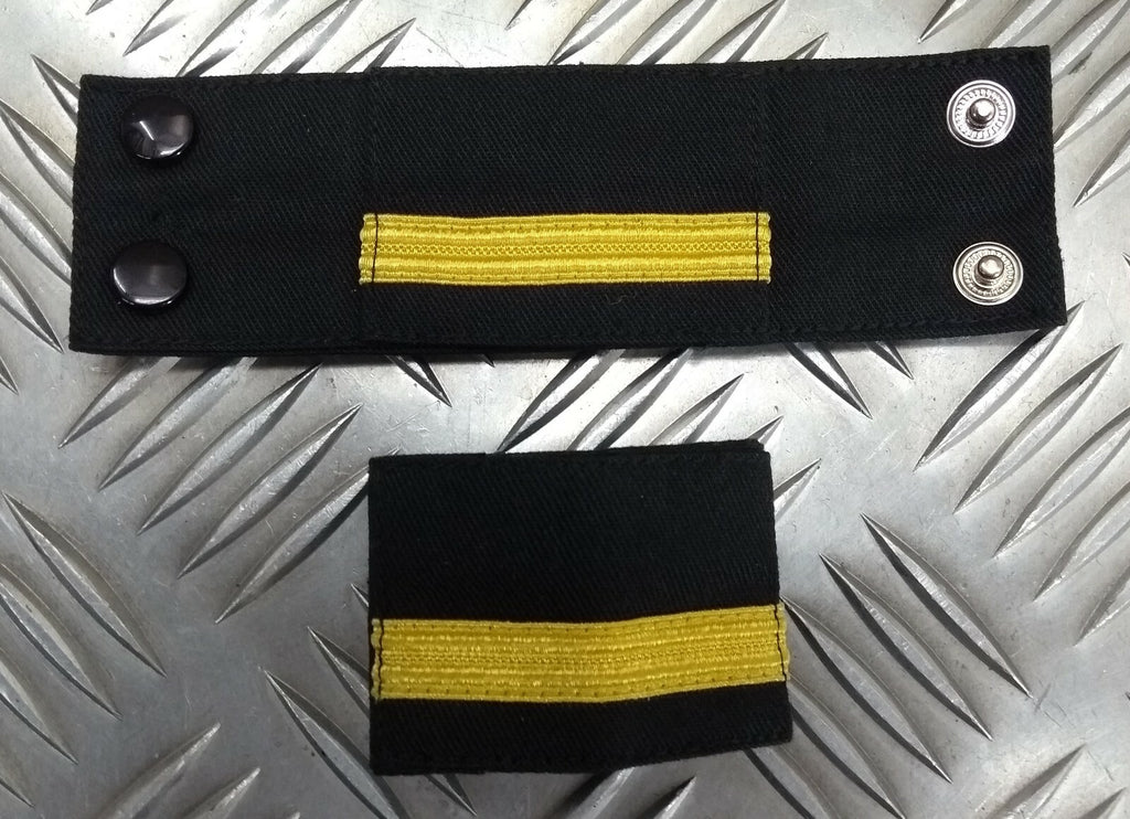 Genuine Vintage Navy Issue Rank Shoulder Tabs Press Stud With Gold Lace Flashes