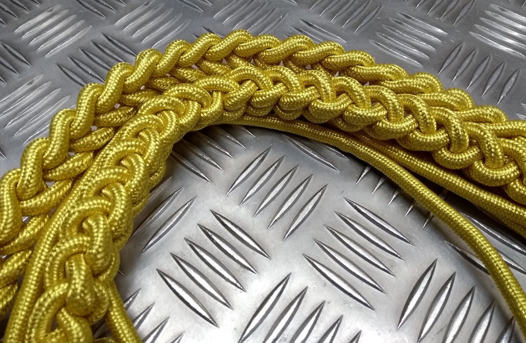 Bahrain Ceremonial Aiguillette Officers Lanyard Metallic Gold Insignia Tip Ends