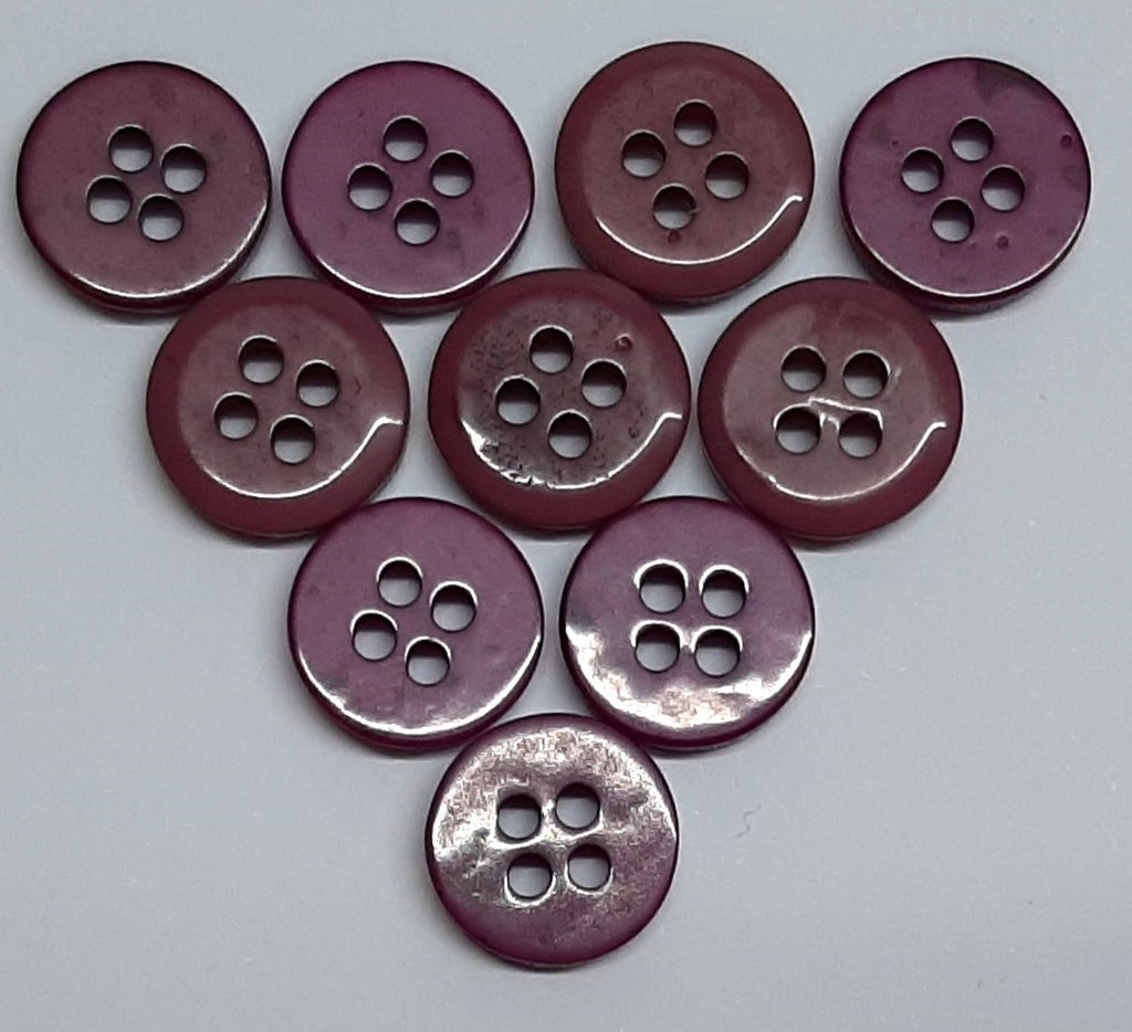 Buttons 100 Vintage 4 Hole for Dress Shirts Pearlesque Purple Tints 11mm NOS