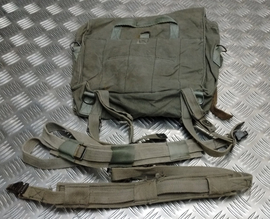 Vintage Military Bag Canvas Shoulder  or Mini Backpack Grey/Green G2 Distressed