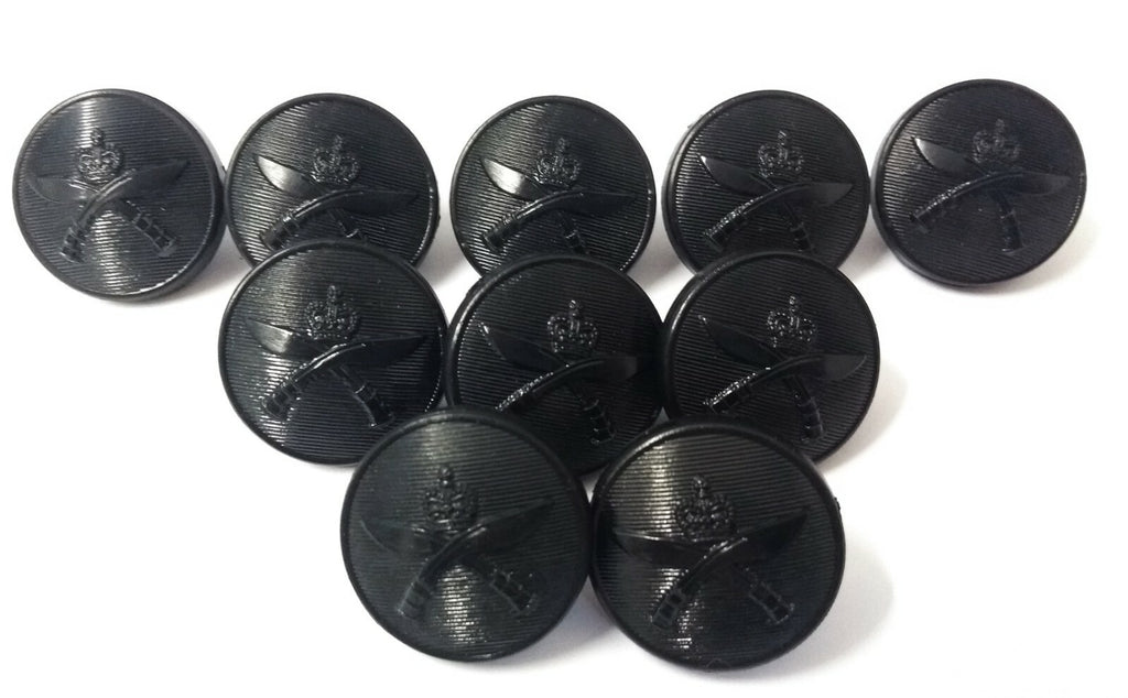 Genuine British Army Queens Gurkha (Rifles) Issue Dress Black Buttons RGR X 10