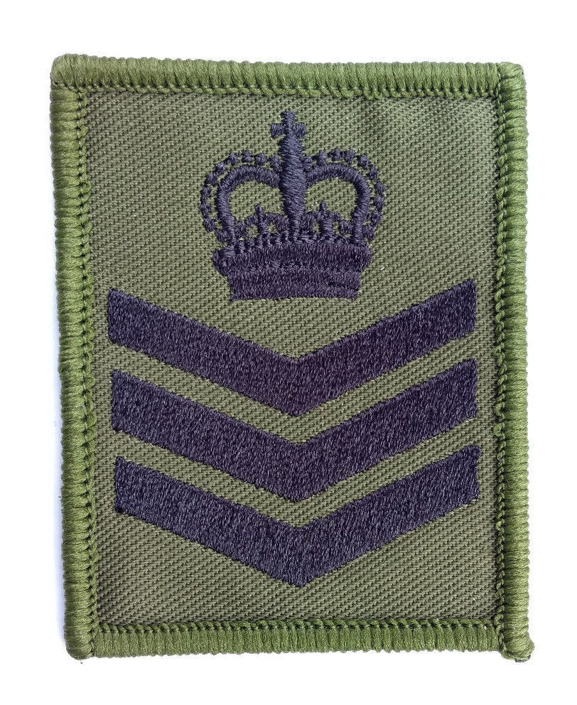 Genuine British Army Staff Sergeant OD Green Rank Badge Patch