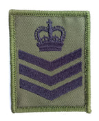 Genuine British Army Staff Sergeant OD Green Rank Badge Patch