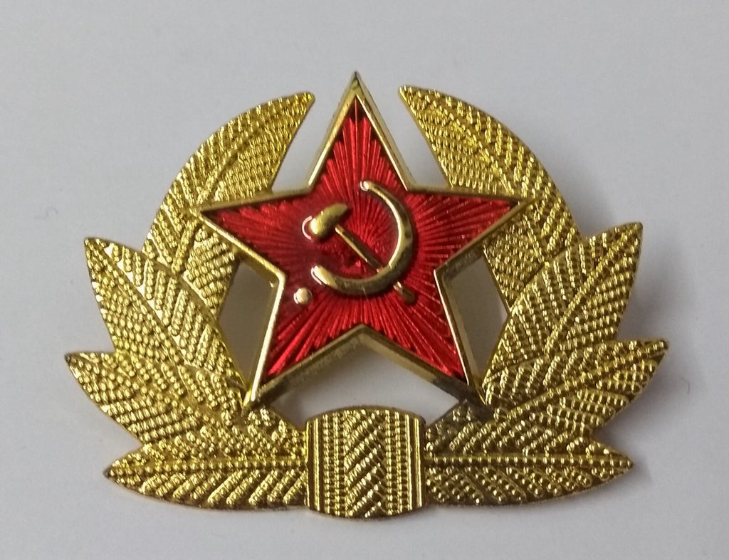 USSR Hat Badge Red Star Hammer & Sickle With Laurel Wreath Visor Cap & Ushanka