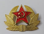 USSR Hat Badge Red Star Hammer & Sickle With Laurel Wreath Visor Cap & Ushanka