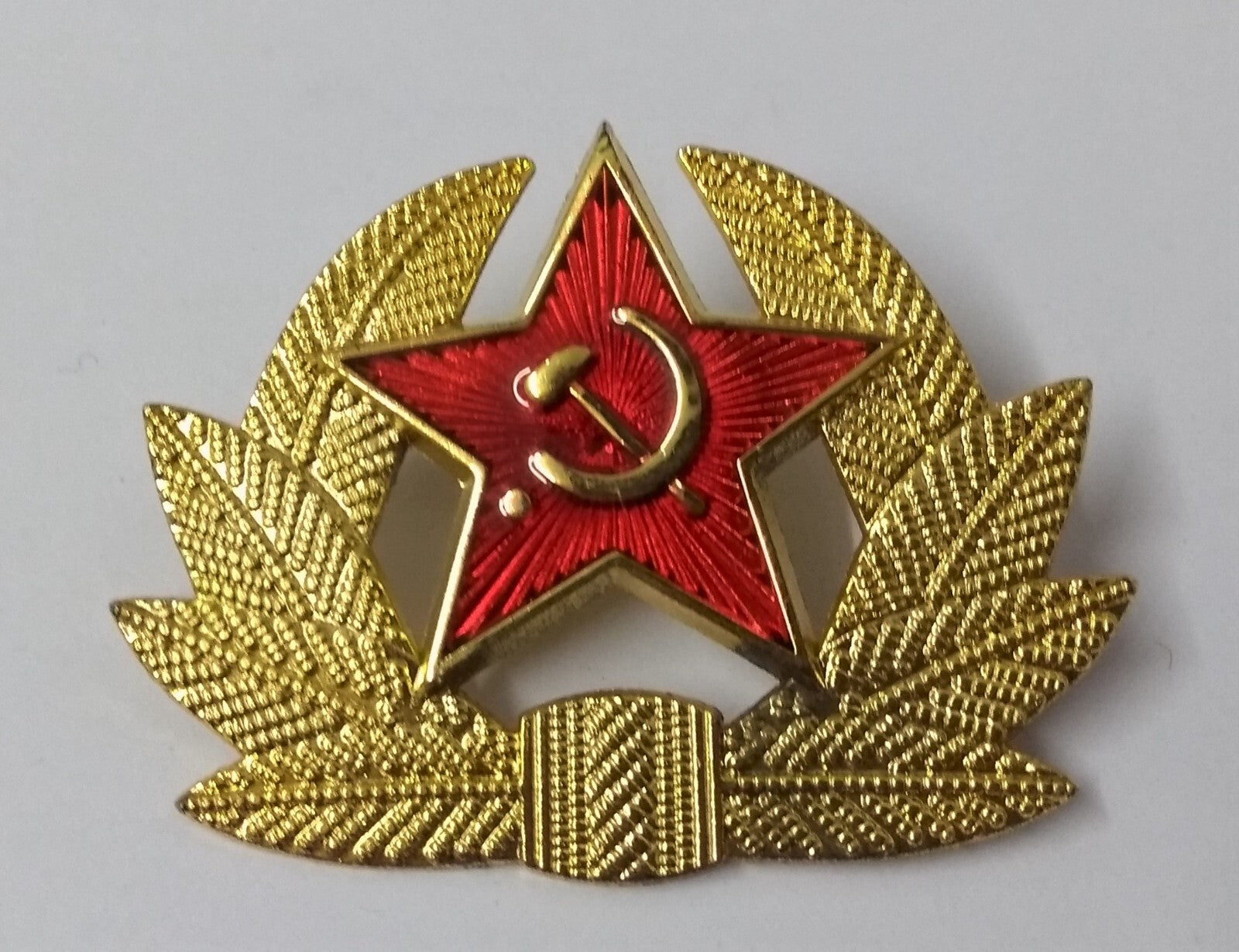 USSR Hat Badge Red Star Hammer & Sickle With Laurel Wreath Visor Cap & Ushanka