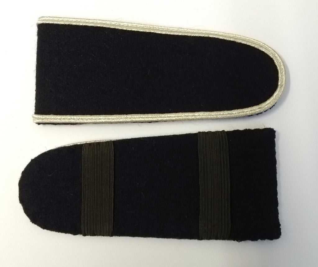 Shoulder Boards Slide On Melton Wool Type With Silver Braided Edging Dark Blue