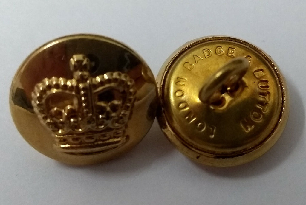Genuine Vintage British St Edwards Crown Metal Dress Buttons X2 ASBT146