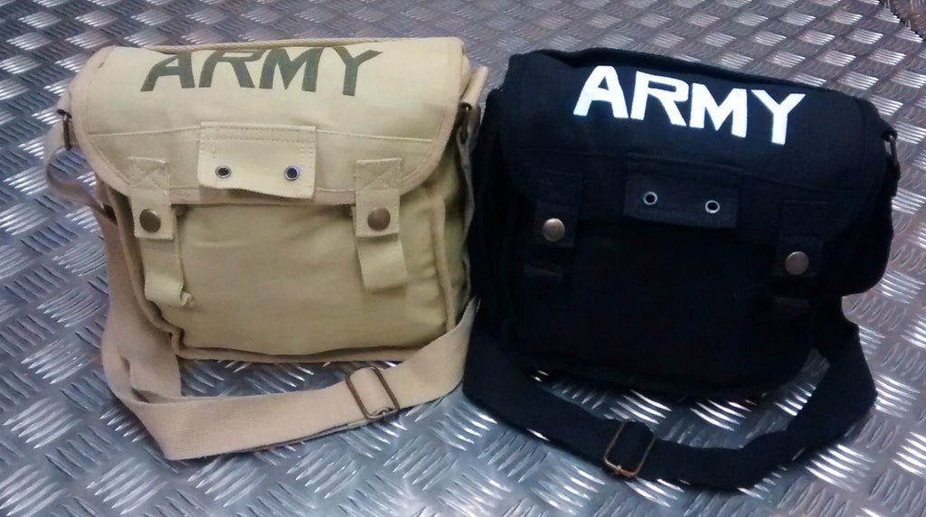 Military Style ARMY Canvas / Haversack Shoulder Bag Festival Asst Colours- NEW