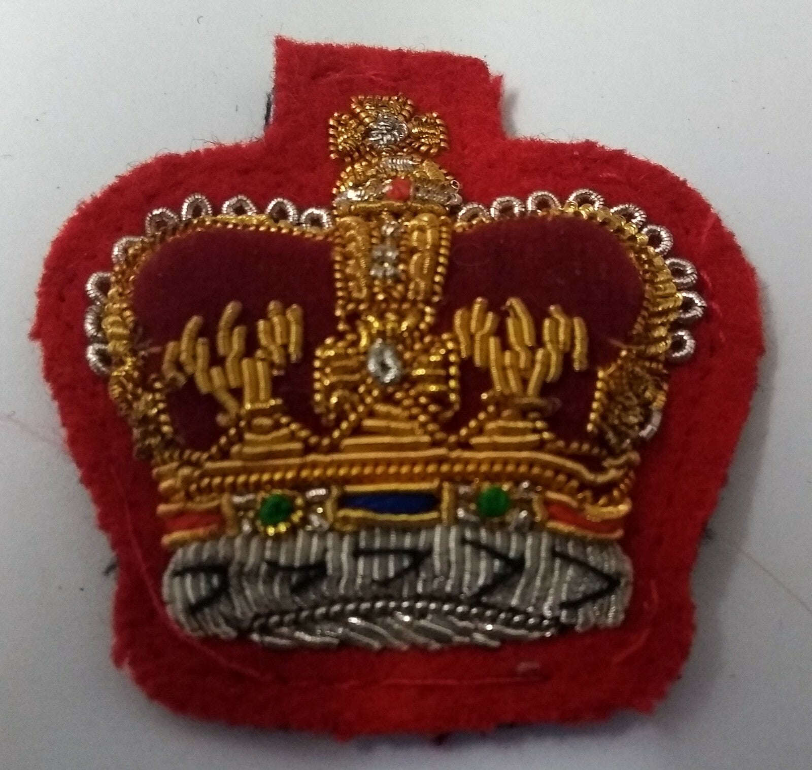 Genuine Vintage British Braided Decorative Crown on Red Felt