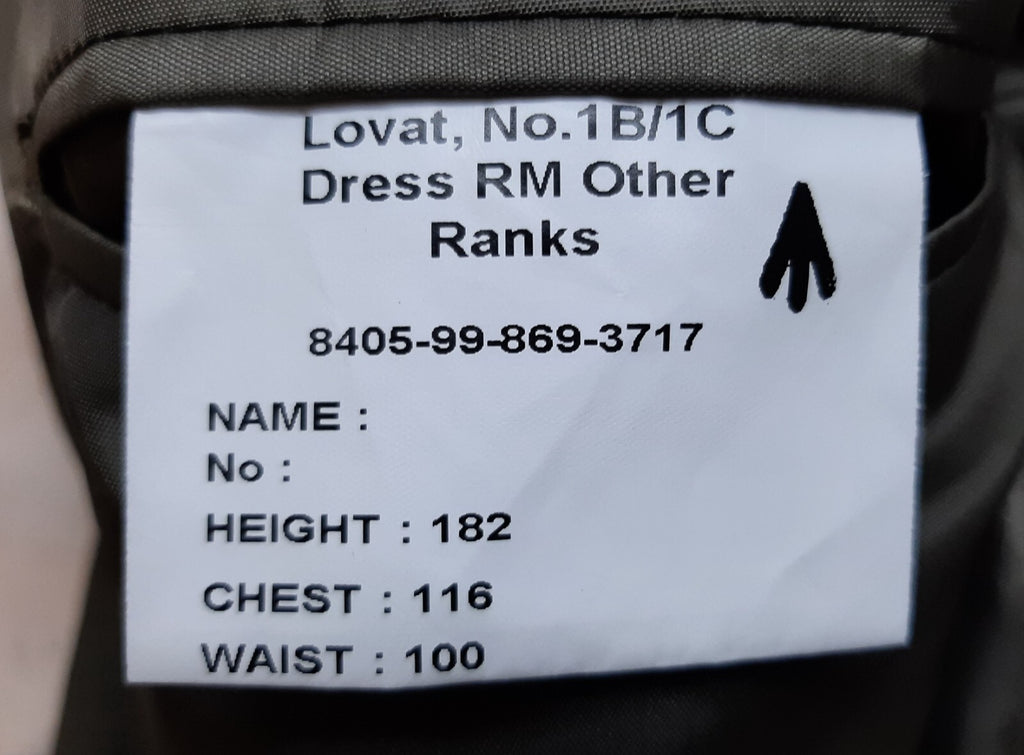 RM Lovat Jacket No1B No1C British Marine Green OR 182/116/100cm