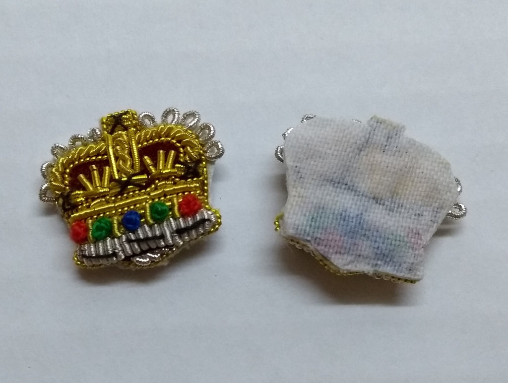 Army Crowns RLC Gold and Silver Crimson Padding Hand Embroidered Insignia 5/8"