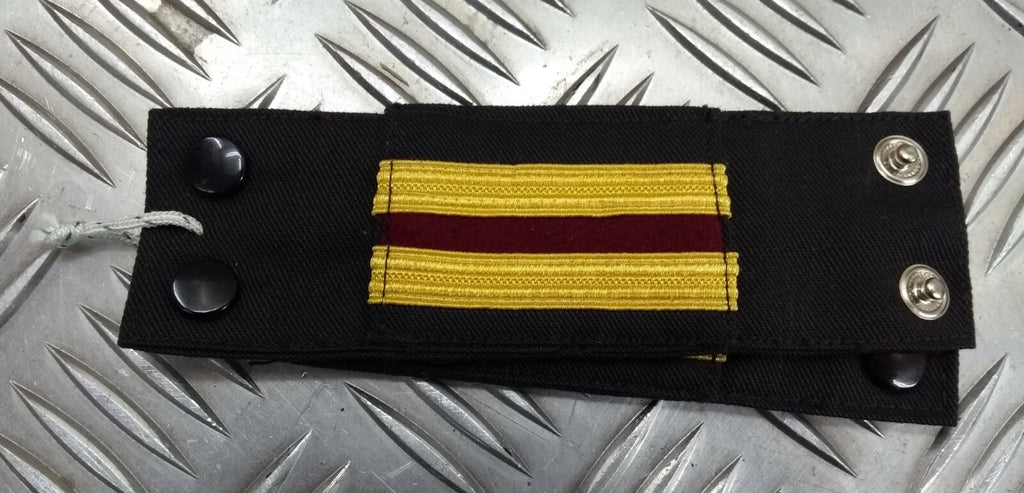 Genuine Vintage Navy Rank Shoulder Tabs Press Stud Gold Lace & Burgundy Flashes