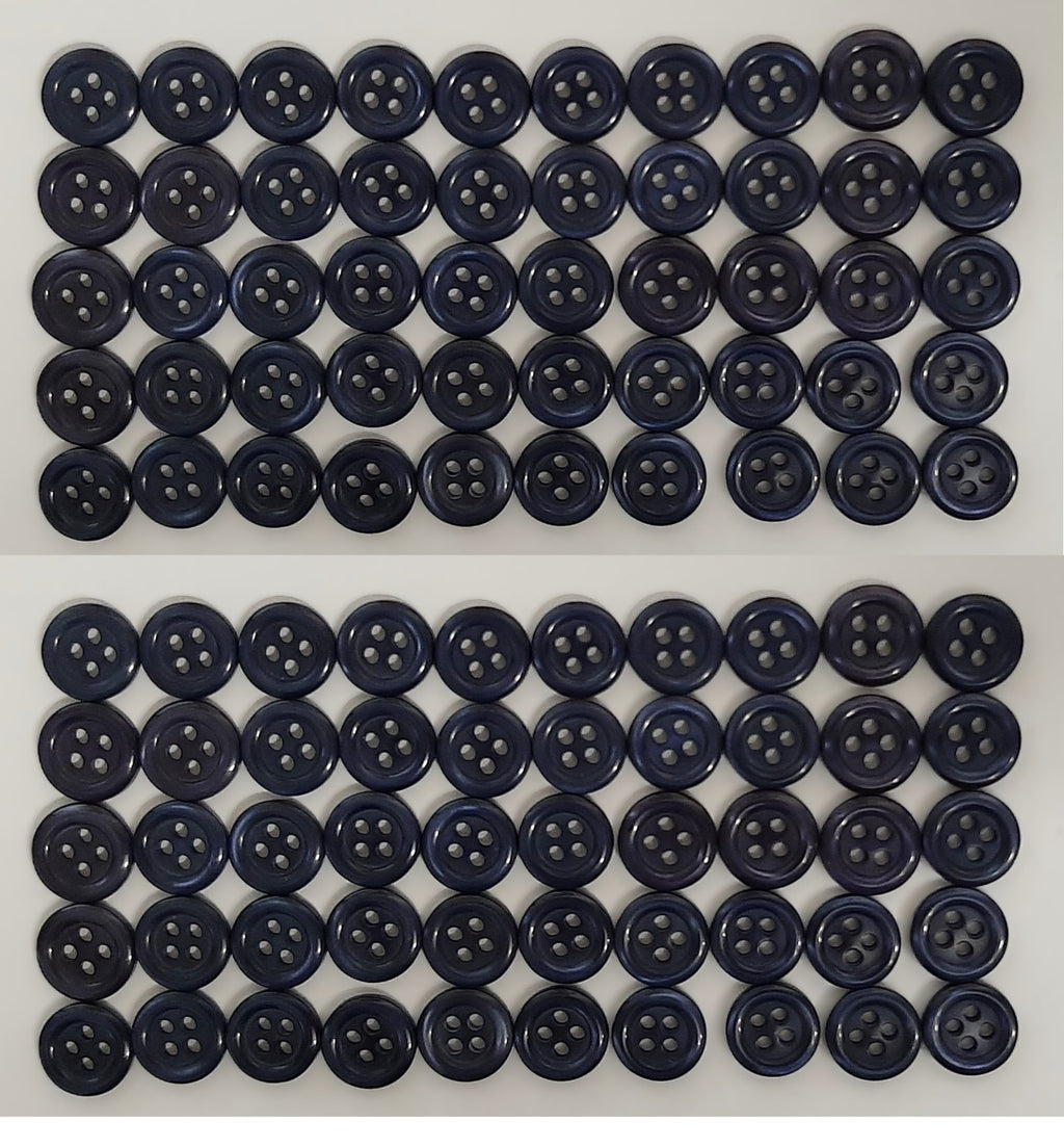 100 Vintage Buttons 4 Hole Shirt / Shank Anchors Pearlesque Petrol Blue 11.4mm